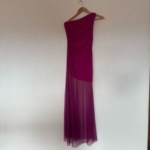 Elegant One-Shoulder Pink Dress